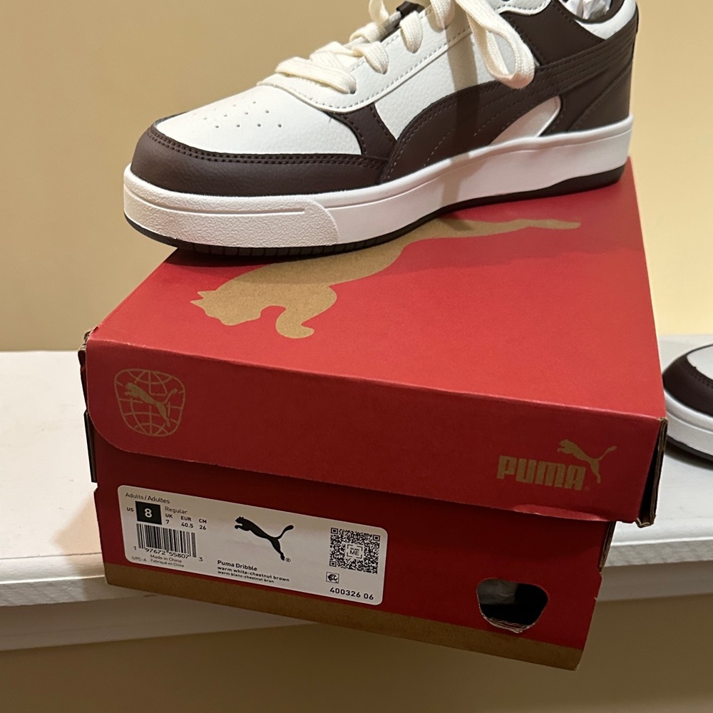 Puma White and Brown Sneakers (In the box). Unworn!